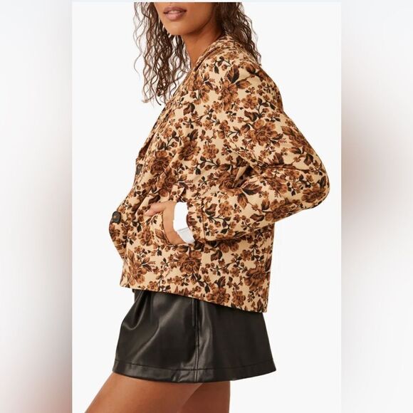 Free People Cali Floral Print Boxy Single Breasted Blazer - Picture 3 of 16